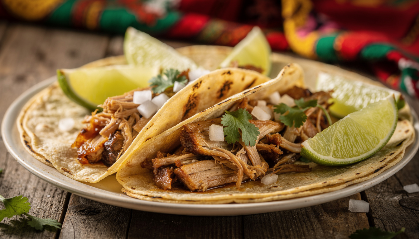 découvrez les tacos de carnitas, un délice mexicain à base de porc confit effiloché, savoureux et traditionnel, parfait pour un repas authentique.
