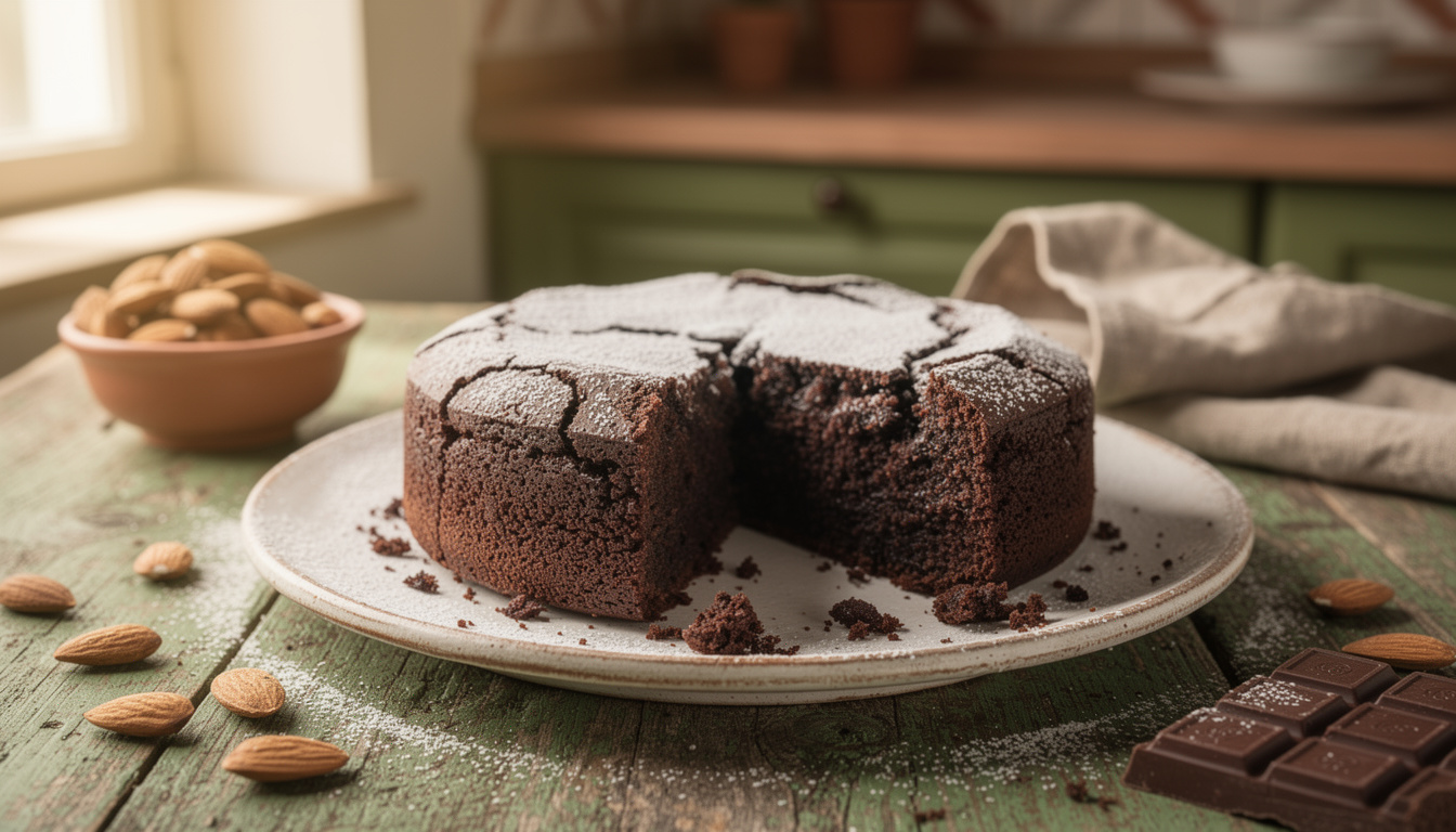 découvrez la recette de la torta caprese, un délicieux gâteau au chocolat sans farine, moelleux et riche en saveurs, parfait pour les amateurs de desserts gourmands et sans gluten.