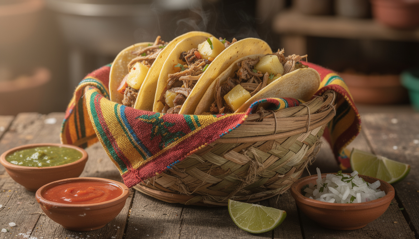 découvrez les tacos de canasta, ces délicieux tacos vapeur traditionnels, préparés et cuits à la vapeur dans un panier pour une saveur authentique et fondante.