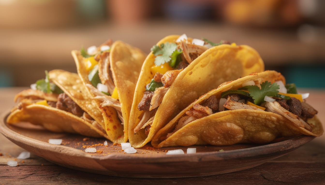 découvrez la recette des tacos dorados, des tacos dorés et croustillants à souhait, parfaits pour une dégustation pleine de saveurs et de texture.